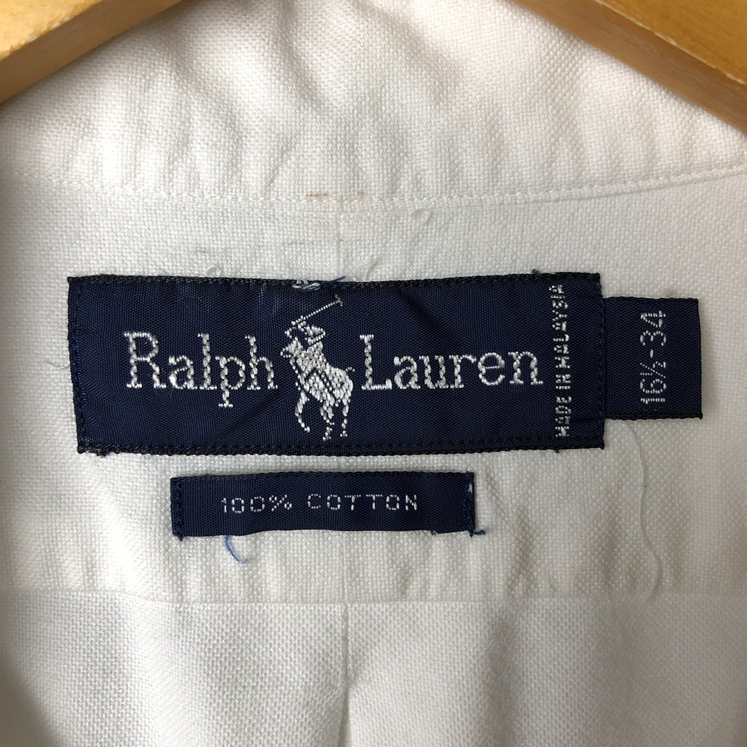 Ralph Lauren long sleeve button down shirt, men's size L cotton white type Vintage Second Hand