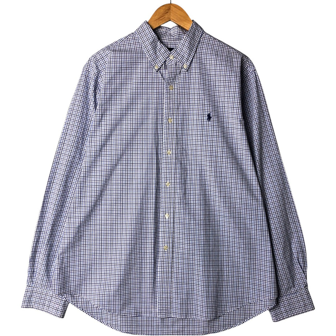 Ralph Lauren long sleeve button down check shirt, men's XL size cotton blue type Vintage Second Hand