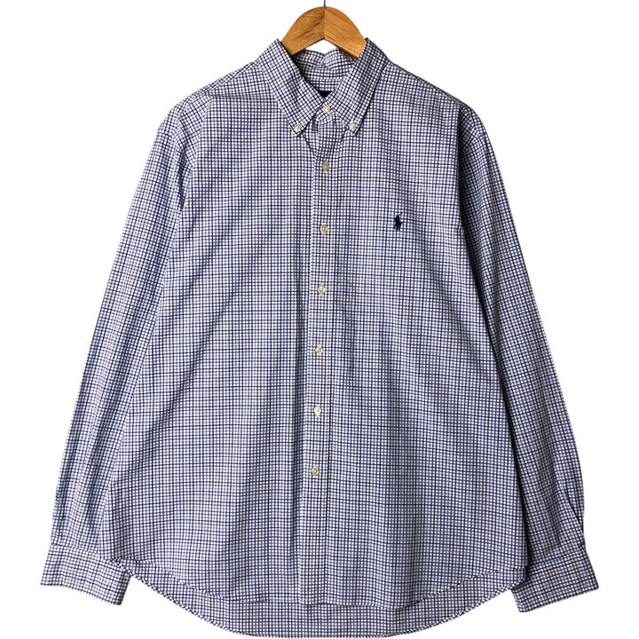 Ralph Lauren long sleeve button down check shirt, men's XL size cotton blue type Vintage Second Hand