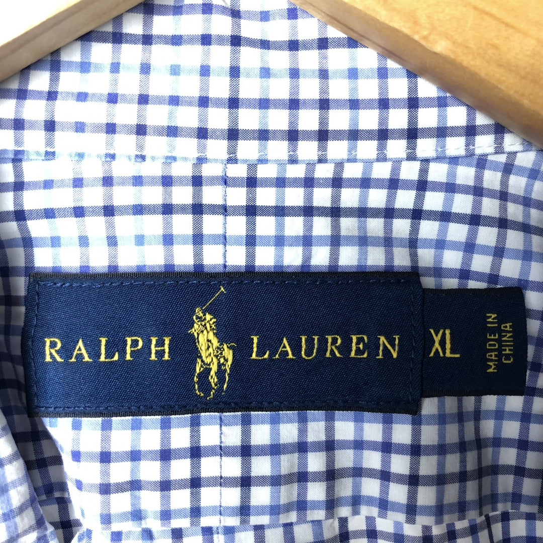 Ralph Lauren long sleeve button down check shirt, men's XL size cotton blue type Vintage Second Hand