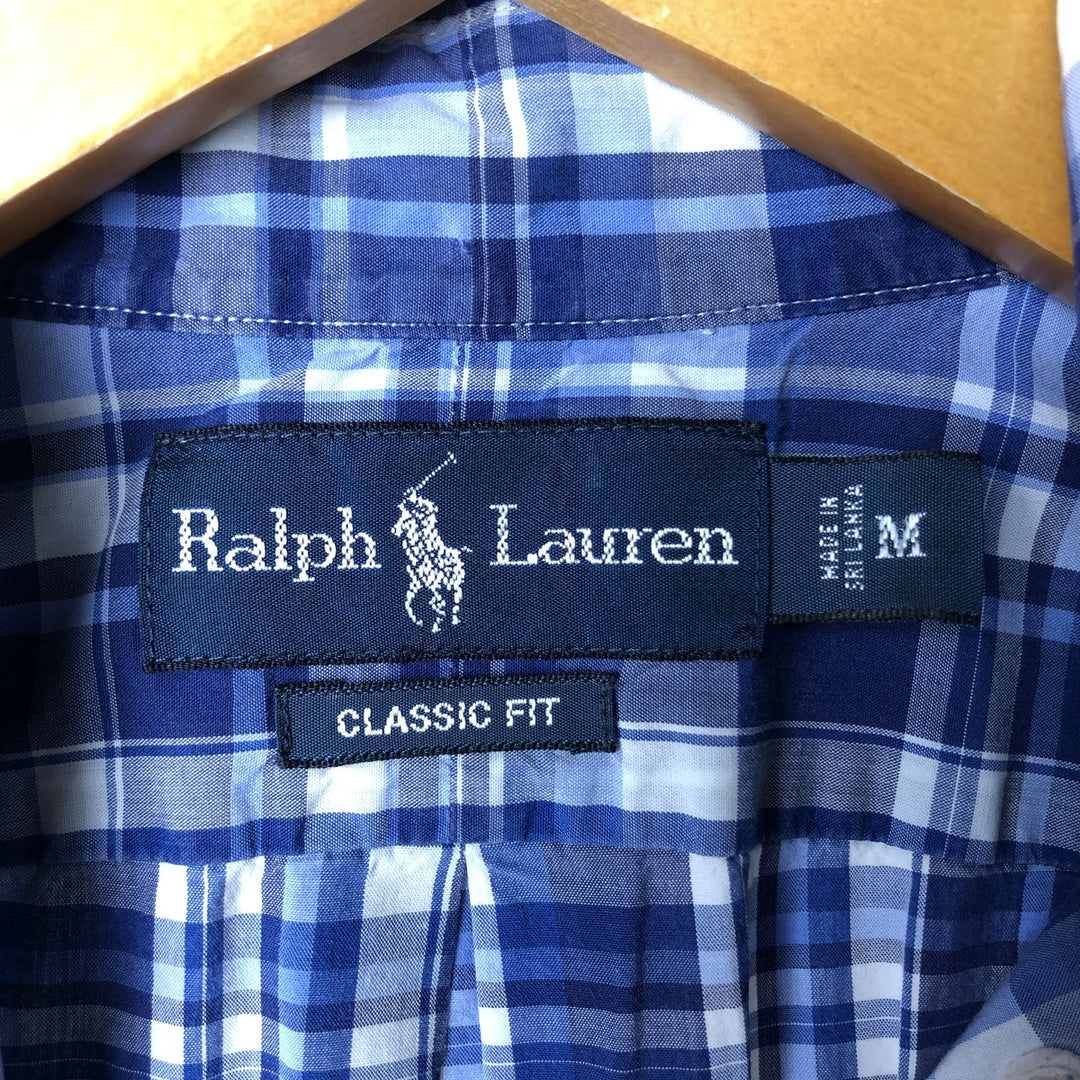 Ralph Lauren Classic Fit Long Sleeve Button Down Check Shirt Men's M cotton blue type Vintage Second Hand