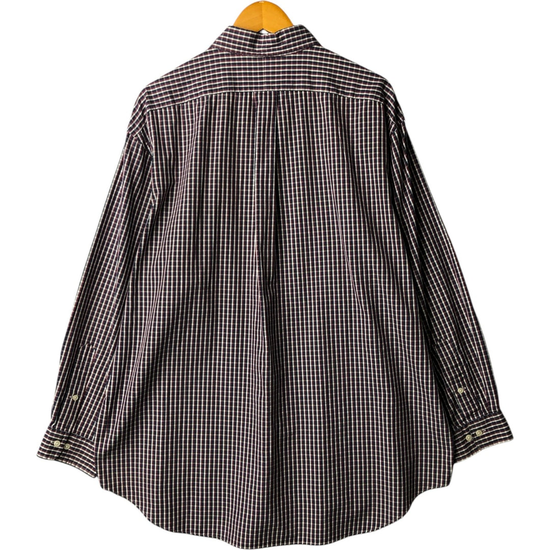 Ralph Lauren YARMOUTH Long Sleeve Button Down Check Shirt Men's XL cotton navy blue type Vintage Second Hand