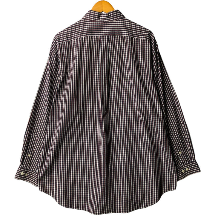 Ralph Lauren YARMOUTH Long Sleeve Button Down Check Shirt Men's XL cotton navy blue type Vintage Second Hand