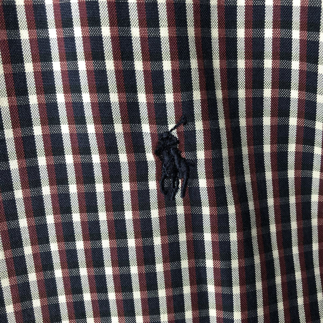 Ralph Lauren YARMOUTH Long Sleeve Button Down Check Shirt Men's XL cotton navy blue type Vintage Second Hand