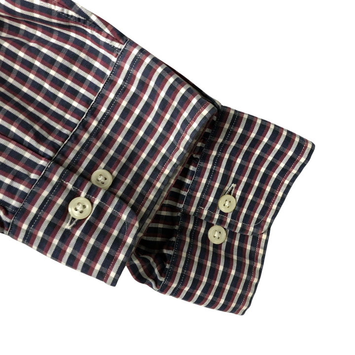 Ralph Lauren YARMOUTH Long Sleeve Button Down Check Shirt Men's XL cotton navy blue type Vintage Second Hand