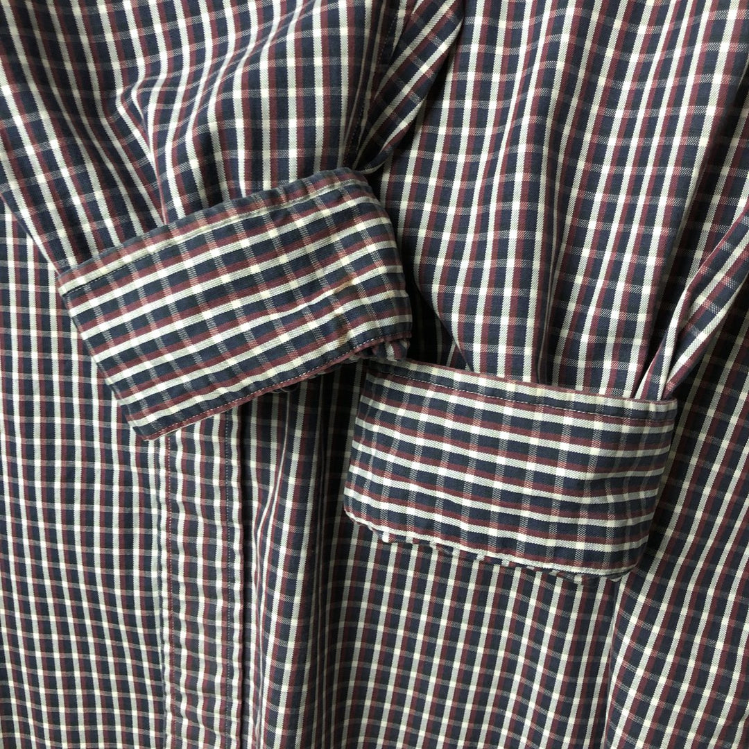 Ralph Lauren YARMOUTH Long Sleeve Button Down Check Shirt Men's XL cotton navy blue type Vintage Second Hand