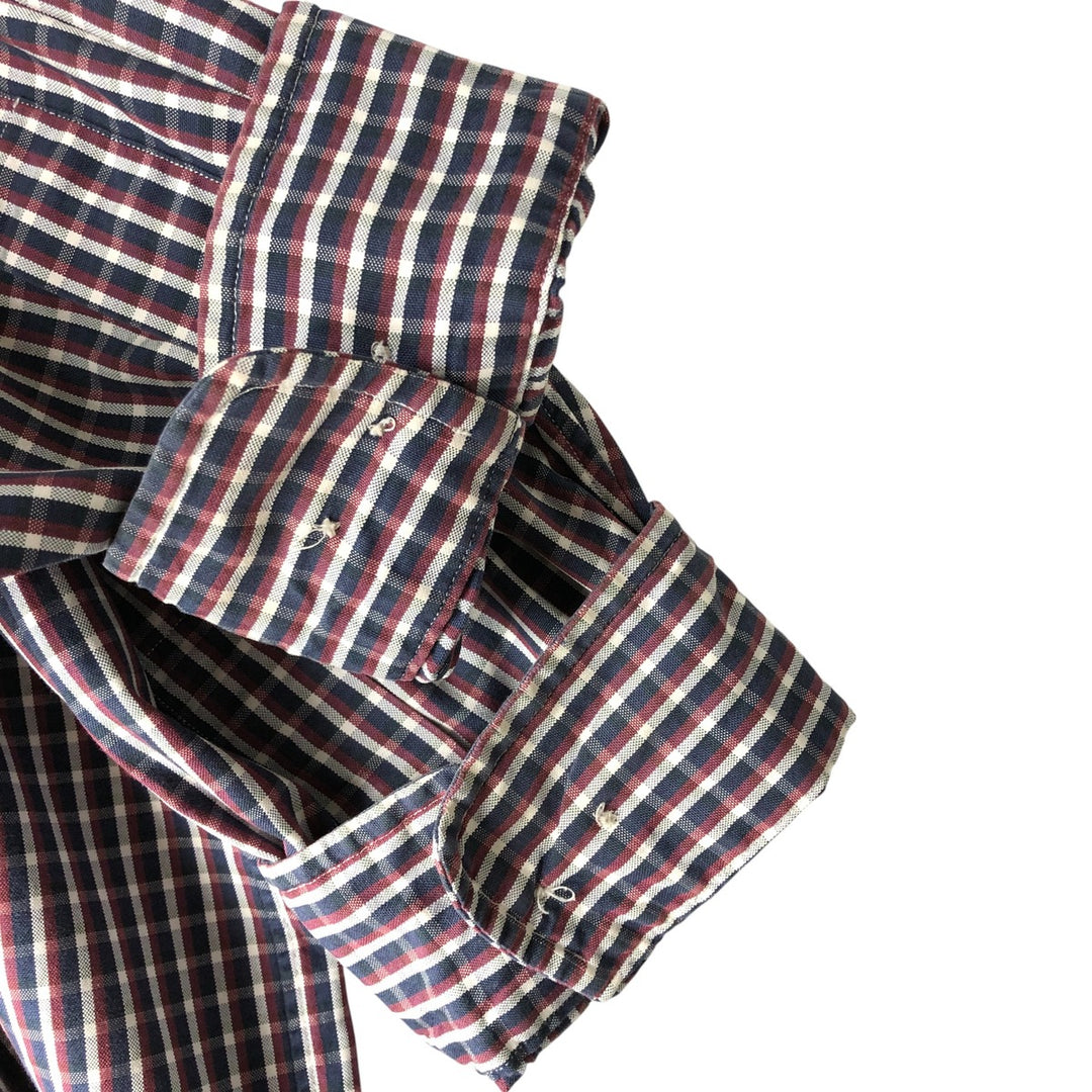 Ralph Lauren YARMOUTH Long Sleeve Button Down Check Shirt Men's XL cotton navy blue type Vintage Second Hand