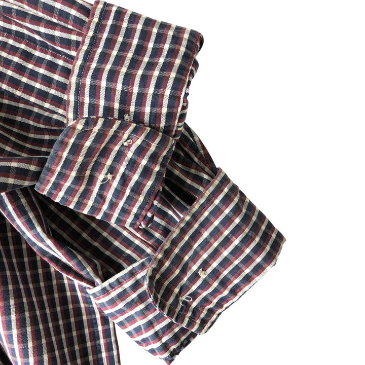 Ralph Lauren YARMOUTH Long Sleeve Button Down Check Shirt Men's XL cotton navy blue type Vintage Second Hand
