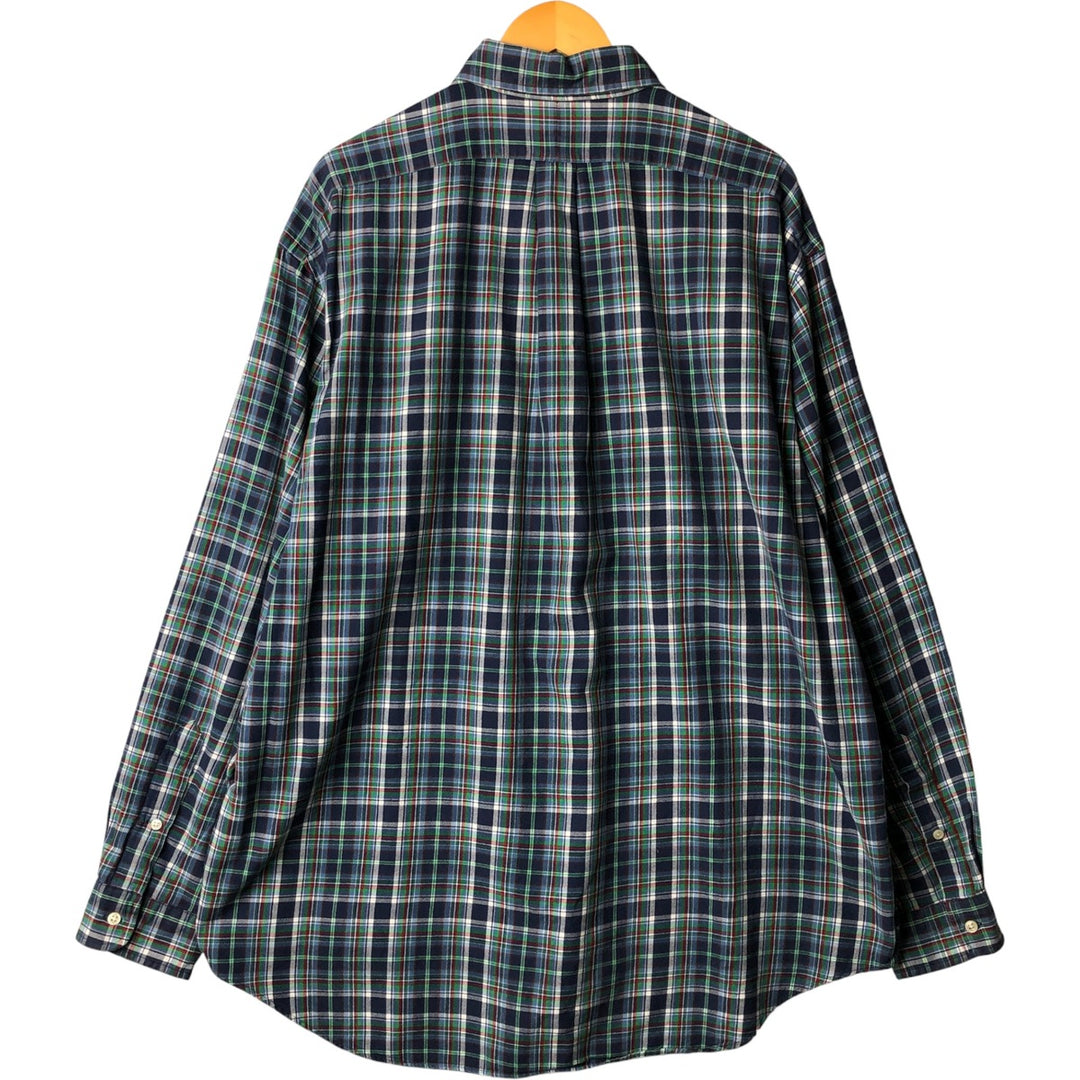 Ralph Lauren BLAKE long sleeve button down check shirt, men's XL size cotton navy blue type Vintage Second Hand