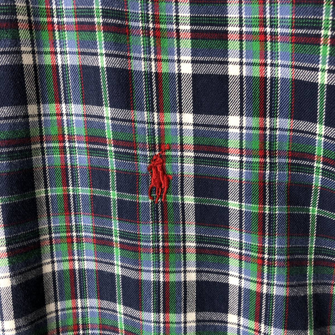 Ralph Lauren BLAKE long sleeve button down check shirt, men's XL size cotton navy blue type Vintage Second Hand