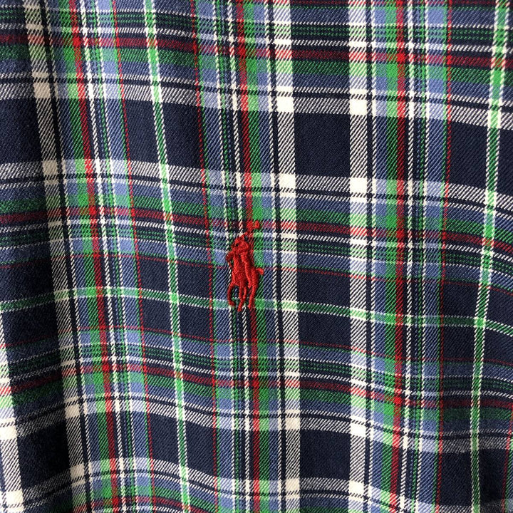 Ralph Lauren BLAKE long sleeve button down check shirt, men's XL size cotton navy blue type Vintage Second Hand