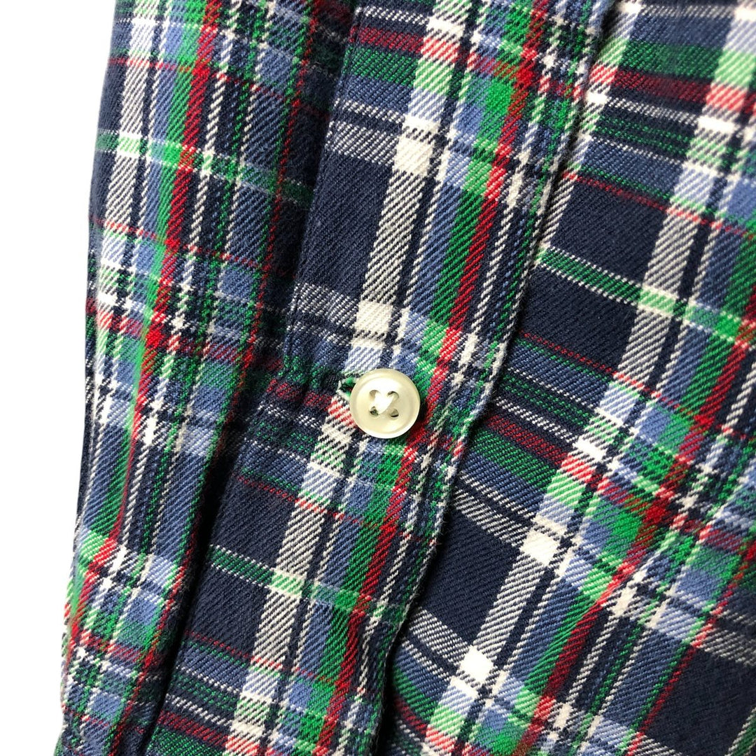 Ralph Lauren BLAKE long sleeve button down check shirt, men's XL size cotton navy blue type Vintage Second Hand