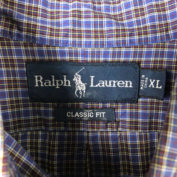 Ralph Lauren Classic Fit Long Sleeve Button Down Check Shirt Men's XL cotton blue type Vintage Second Hand