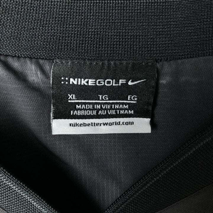 Nike Golf Check Pattern V-Neck Warm-Up Pullover, Men's Size XL polyester Charcoal Vintage Second Hand