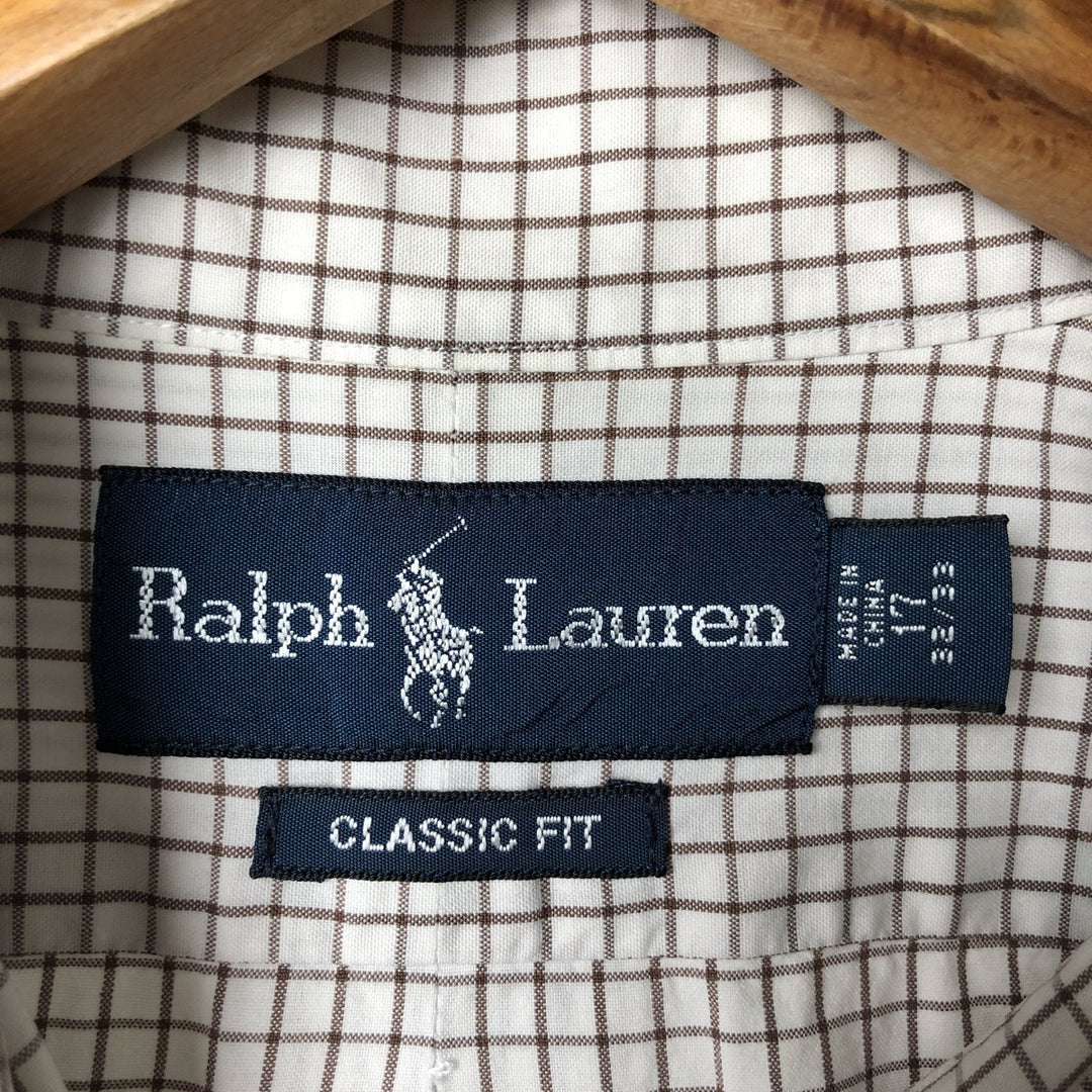 Ralph Lauren Classic Fit Long Sleeve Button Down Check Shirt Men's XL cotton brown type Vintage Second Hand