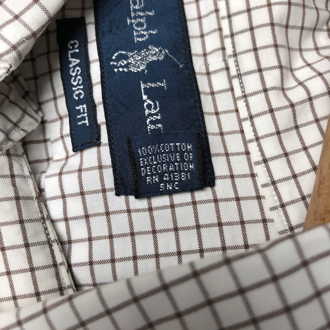 Ralph Lauren Classic Fit Long Sleeve Button Down Check Shirt Men's XL cotton brown type Vintage Second Hand