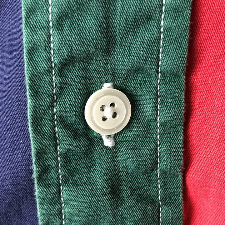 90'S Vintage NAUTICA Multi-Stripe Short Sleeve Button-Down Striped Shirt, Men's Size L cotton navy blue type Vintage Second Hand