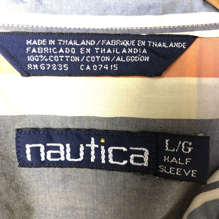 90'S NAUTICA short sleeve button down check shirt, men's size L, vintage cotton yellow type Vintage Second Hand