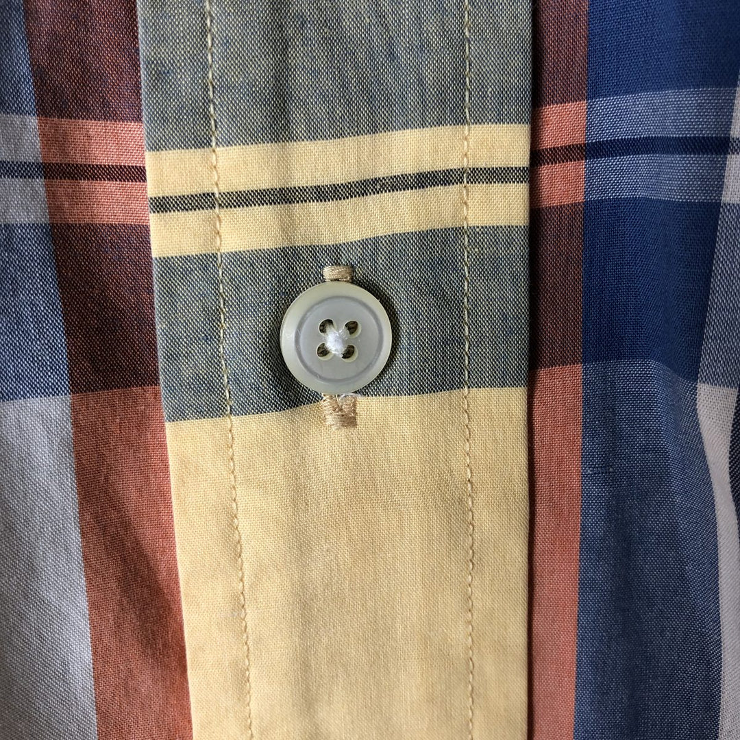 90'S NAUTICA short sleeve button down check shirt, men's size L, vintage cotton yellow type Vintage Second Hand
