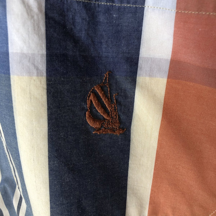 90'S NAUTICA short sleeve button down check shirt, men's size L, vintage cotton yellow type Vintage Second Hand