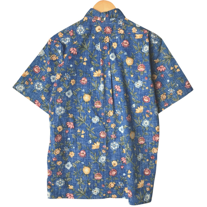 90'S Reyn Spooner Swimsuit Tag All-Over Botanical Pattern Button-Down Hawaiian Aloha Shirt, Box Shirt, Men's Size Small cotton blue type Vintage Second Hand