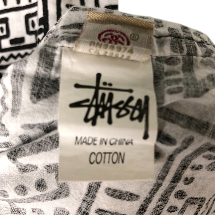Stussy all-over print short-sleeved cotton shirt, men's size M cotton black type Vintage Second Hand