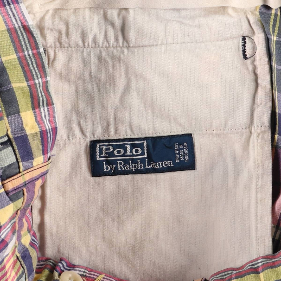 Ralph Lauren POLO by Ralph Lauren Check Pattern Cotton Shorts, Men's Size W36 cotton navy blue type Vintage Second Hand