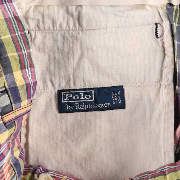 Ralph Lauren POLO by Ralph Lauren Check Pattern Cotton Shorts, Men's Size W36 cotton navy blue type Vintage Second Hand