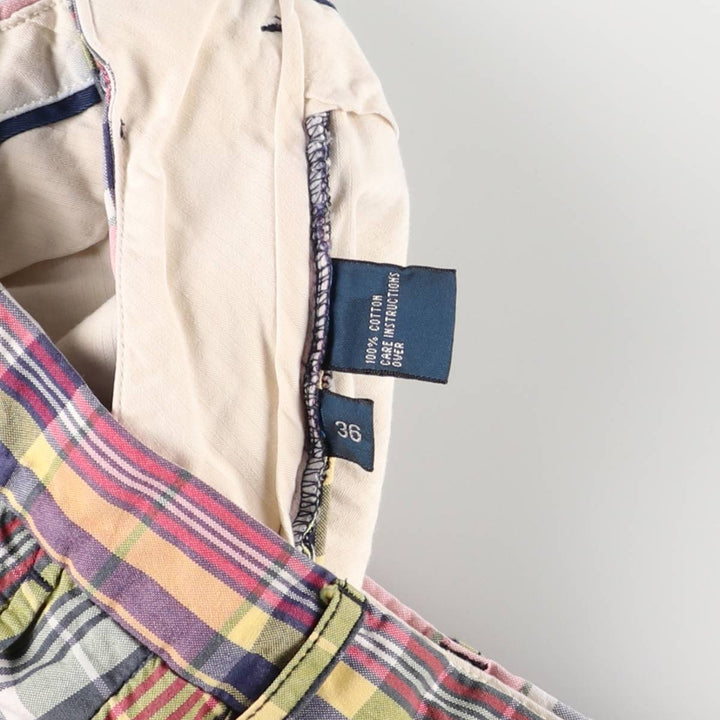 Ralph Lauren POLO by Ralph Lauren Check Pattern Cotton Shorts, Men's Size W36 cotton navy blue type Vintage Second Hand