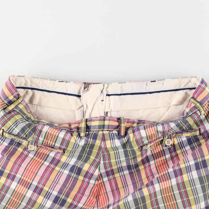 Ralph Lauren POLO by Ralph Lauren Check Pattern Cotton Shorts, Men's Size W36 cotton navy blue type Vintage Second Hand