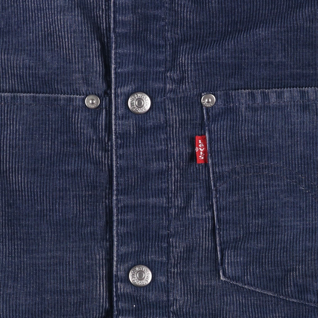 2000'S Levi's Engineered Corduroy Jacket (70100-1966) Euro Model, Men's Size XL polyester navy blue type Vintage Second Hand