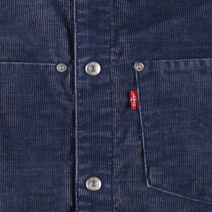 2000'S Levi's Engineered Corduroy Jacket (70100-1966) Euro Model, Men's Size XL polyester navy blue type Vintage Second Hand