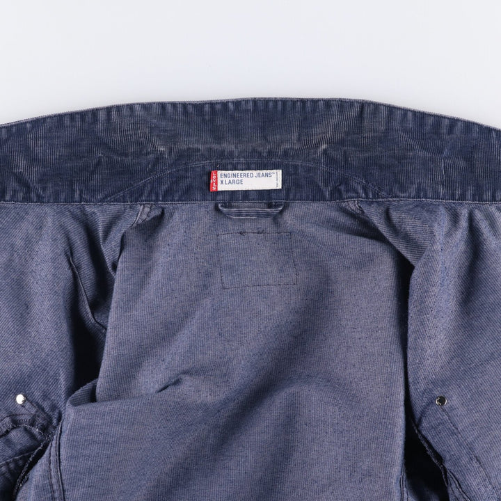 2000'S Levi's Engineered Corduroy Jacket (70100-1966) Euro Model, Men's Size XL polyester navy blue type Vintage Second Hand