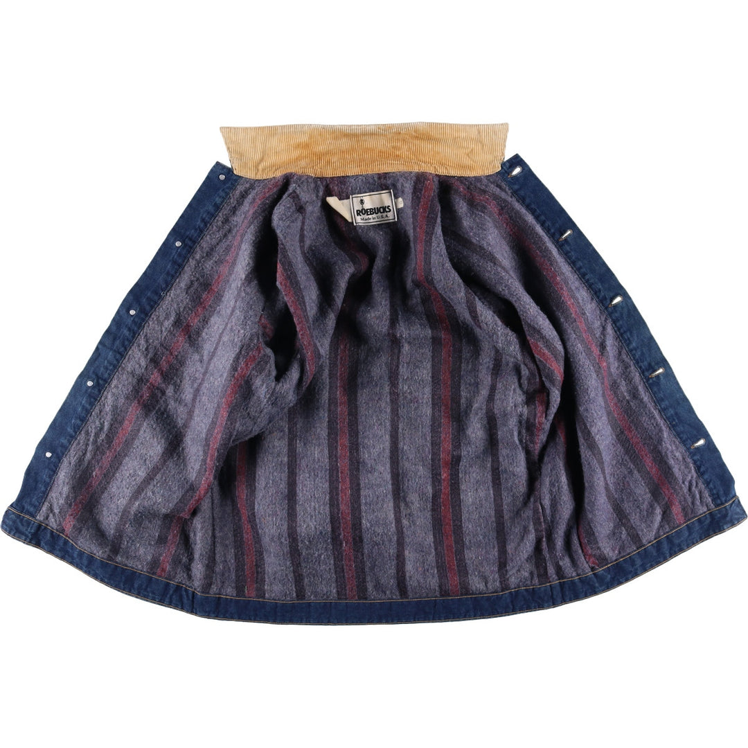 Vintage 80s-90'S ROEBUCKS denim coverall, made in the USA, size L, men's cotton blue type Vintage Second Hand