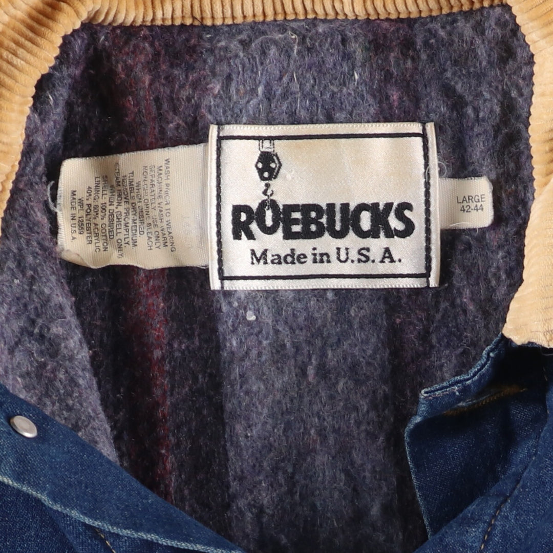 Vintage 80s-90'S ROEBUCKS denim coverall, made in the USA, size L, men's cotton blue type Vintage Second Hand
