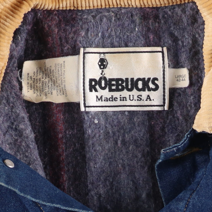 Vintage 80s-90'S ROEBUCKS denim coverall, made in the USA, size L, men's cotton blue type Vintage Second Hand