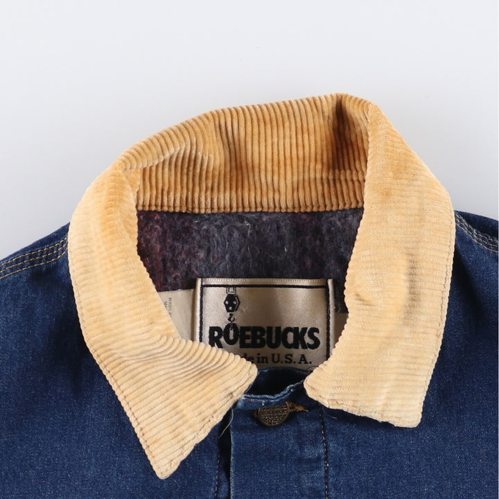 Vintage 80s-90'S ROEBUCKS denim coverall, made in the USA, size L, men's cotton blue type Vintage Second Hand