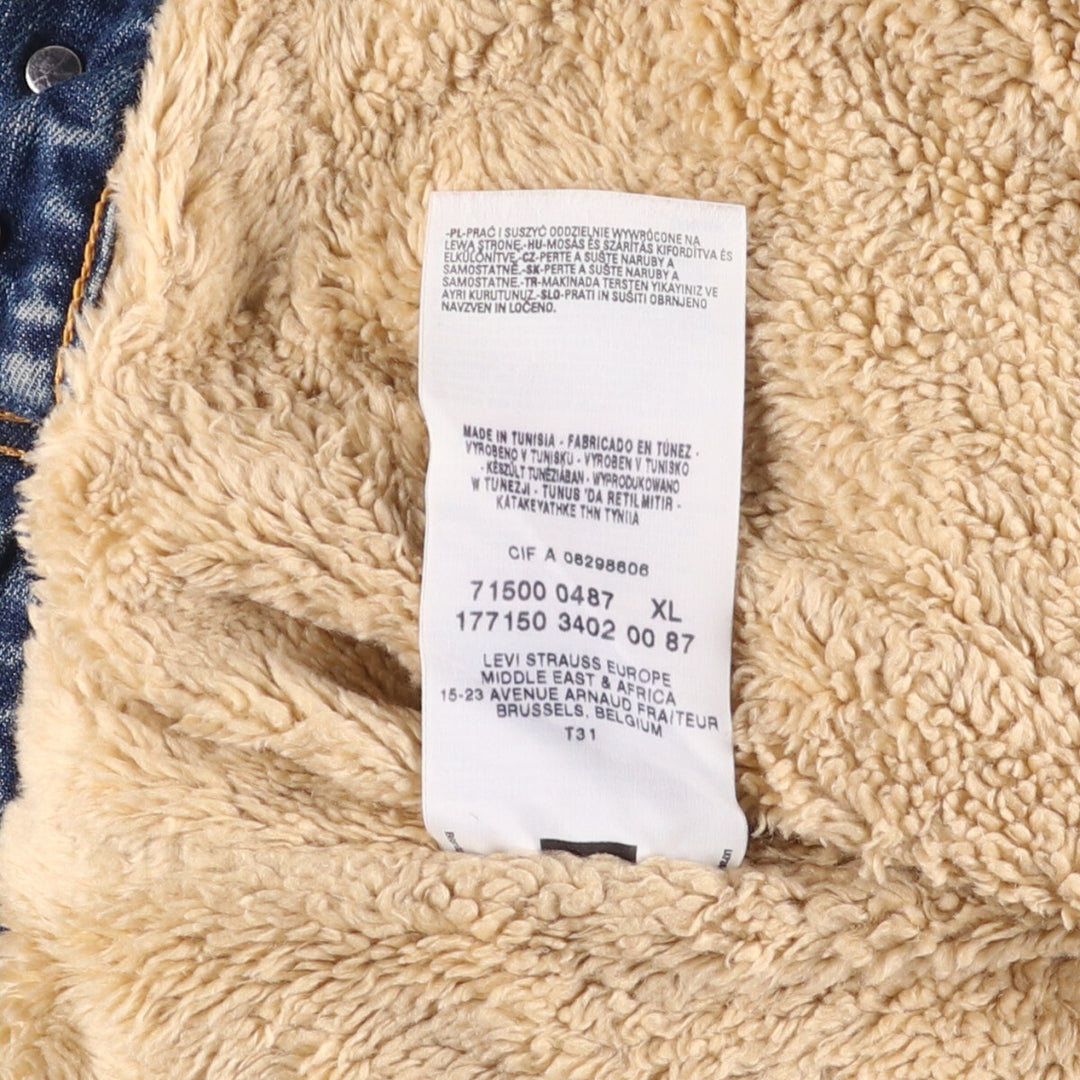 Levi's Euro Model Denim Boa Jacket, Men's XL cotton blue type Vintage Second Hand