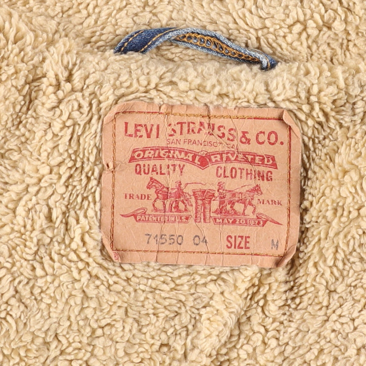 2000'S Levi's 71550-0487 Euro Model Denim Boa Jacket, Men's Size Medium cotton blue type Vintage Second Hand