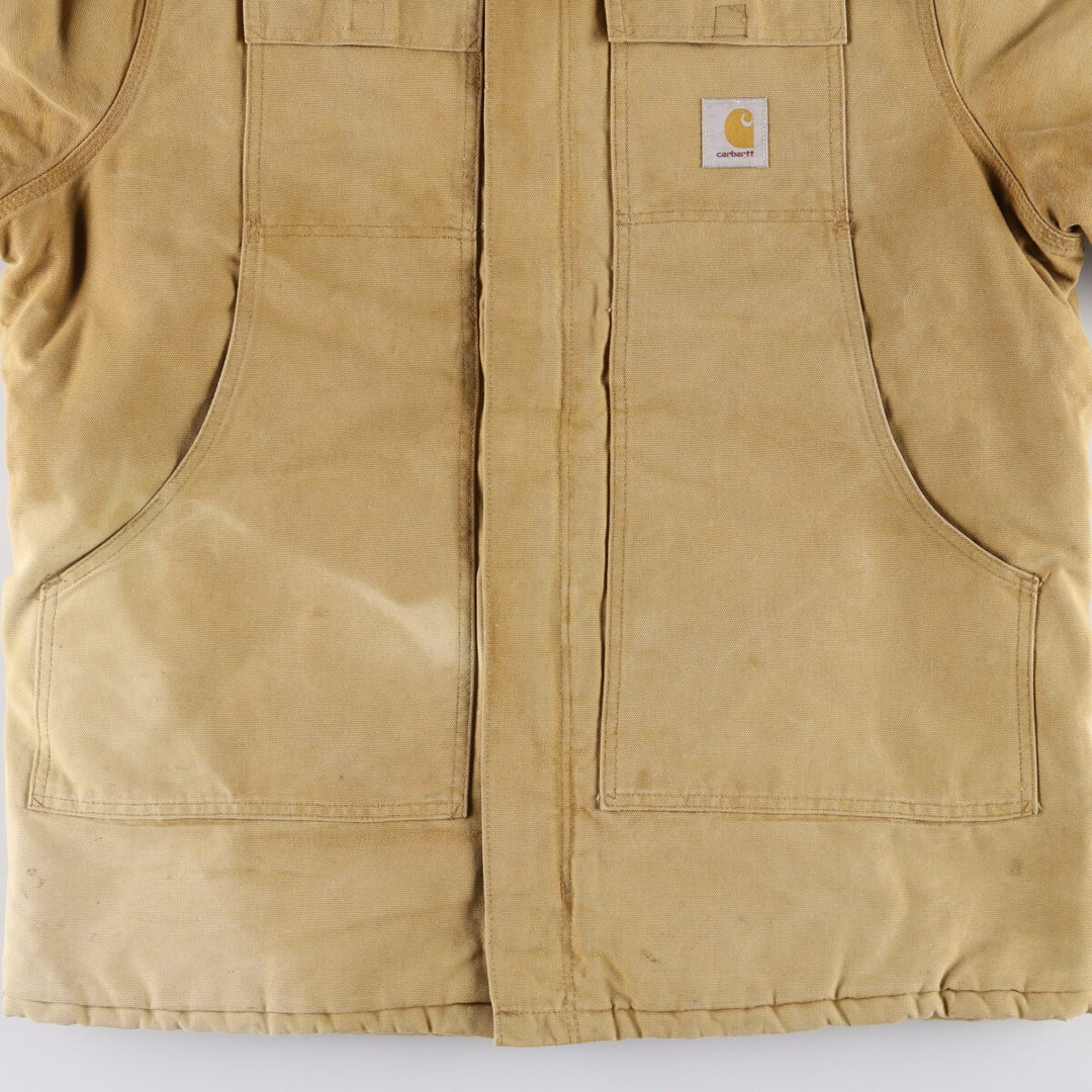 90'S Carhartt Traditional Padded Duck Work Jacket, Made in USA, Men's XL, Vintage cotton ocher yellow type Vintage Second Hand