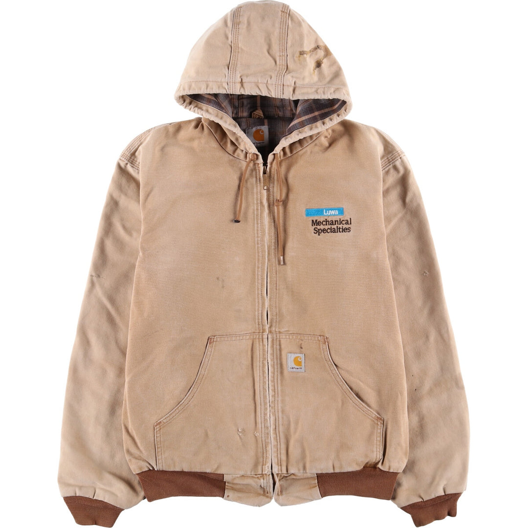 Carhartt Active Jacket Duck Full Zip Hoodie Men's L size unclear beige type brown Vintage Second Hand