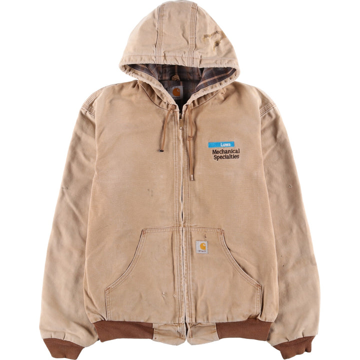 Carhartt Active Jacket Duck Full Zip Hoodie Men's L size unclear beige type brown Vintage Second Hand