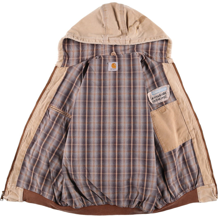 Carhartt Active Jacket Duck Full Zip Hoodie Men's L size unclear beige type brown Vintage Second Hand