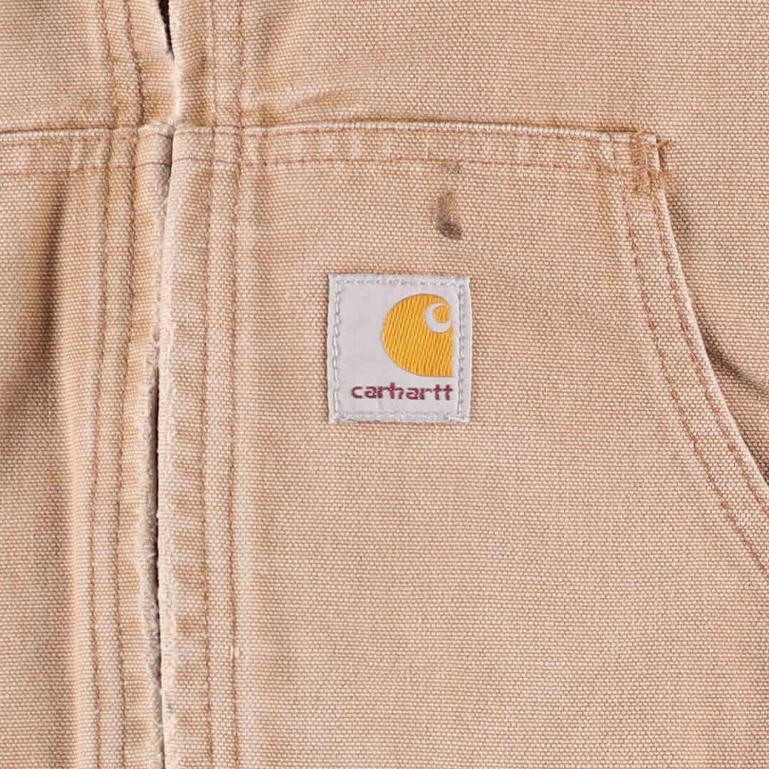 Carhartt Active Jacket Duck Full Zip Hoodie Men's L size unclear beige type brown Vintage Second Hand