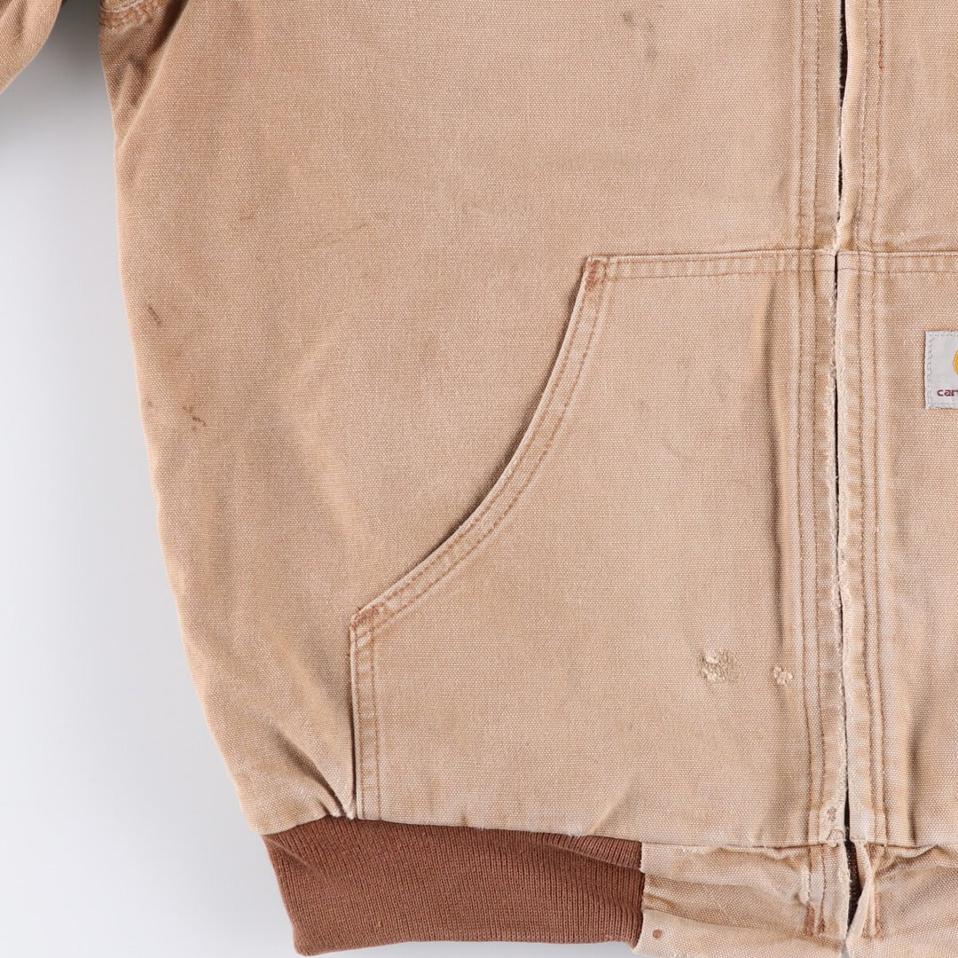 Carhartt Active Jacket Duck Full Zip Hoodie Men's L size unclear beige type brown Vintage Second Hand