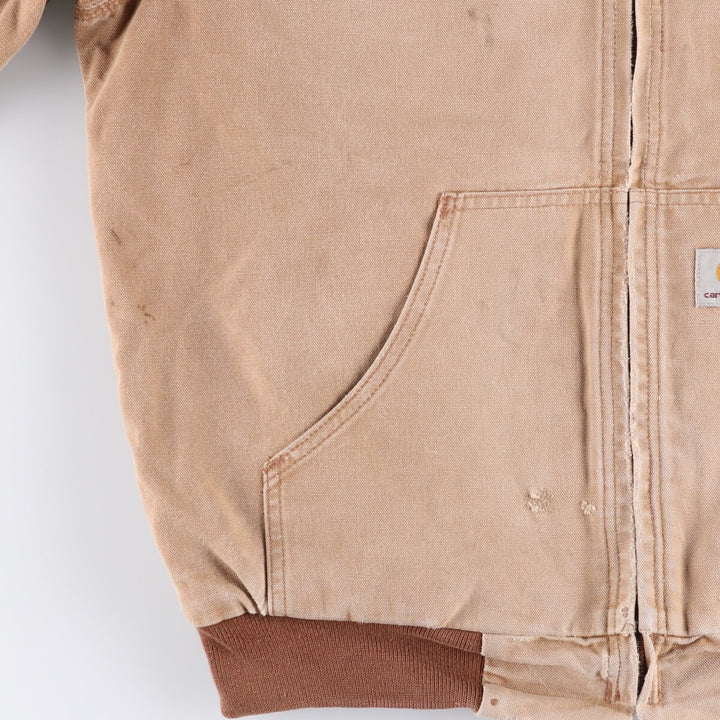 Carhartt Active Jacket Duck Full Zip Hoodie Men's L size unclear beige type brown Vintage Second Hand