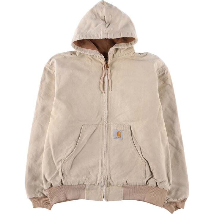 Carhartt Active Jacket Duck Full Zip Hoodie Men's XL unclear Beige type Vintage Second Hand