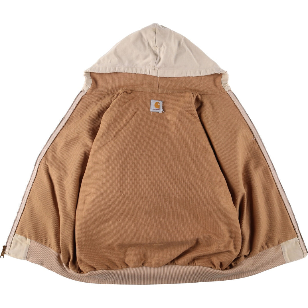 Carhartt Active Jacket Duck Full Zip Hoodie Men's XL unclear Beige type Vintage Second Hand