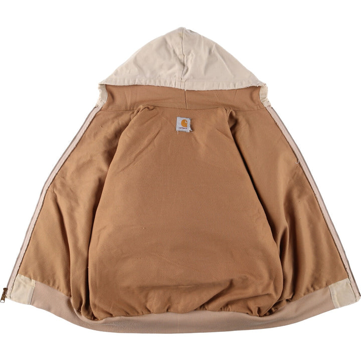 Carhartt Active Jacket Duck Full Zip Hoodie Men's XL unclear Beige type Vintage Second Hand