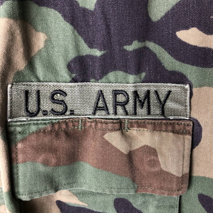 90'S US Military Genuine Camouflage Pattern Woodland Camo BDU Military Jacket Made in USA MEDIUM-SHORT Men's M Size Vintage Nylon Khaki type Vintage Second Hand